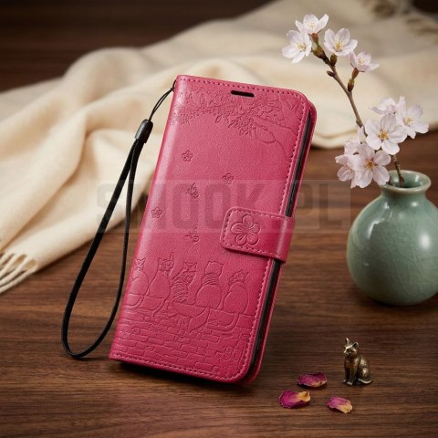 Etui z klapką na Samsung A27 Mezzo Book koty czerwone