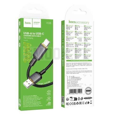 Kabel USB A do USB C Hoco 3A 1 m X128 Benefit czarny