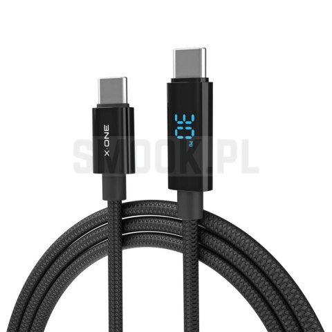 Kabel USB X-ONE BoltLink LED Display - typ C do C max 100W 1,5m czarny
