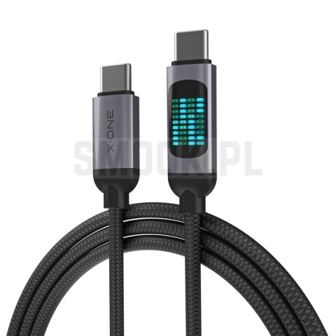 Kabel USB X-ONE FlowLink Running LED - typ C do C max 100W 1,2m czarny