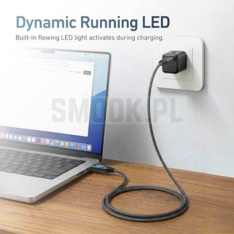 Kabel USB X-ONE FlowLink Running LED - typ C do C max 100W 1,2m czarny