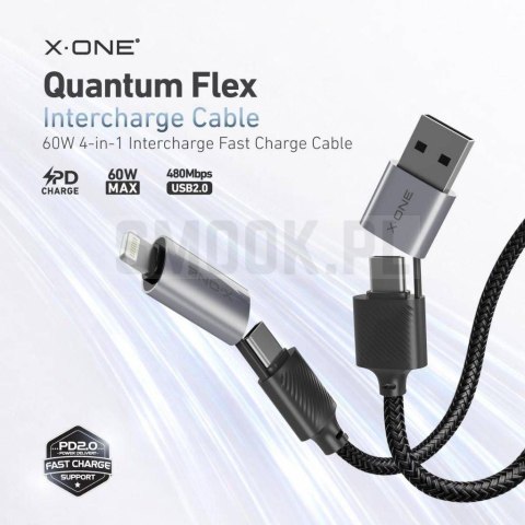 Kabel USB X-ONE QuantumFlex - typ C do C max 60W 1,2m czarny