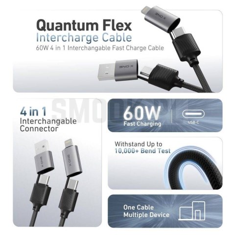 Kabel USB X-ONE QuantumFlex - typ C do C max 60W 1,2m czarny