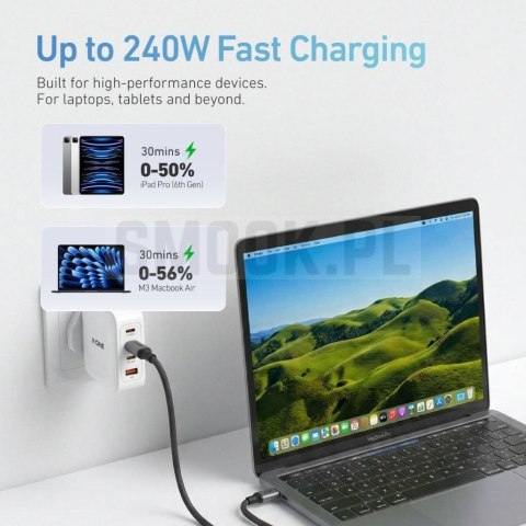 Kabel USB X-ONE TitanFlex - typ C do C max 240W 1,2m czarny