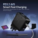 Ładowarka sieciowa X-ONE ChargeGo GaN 65W ze zwijanym kablem USB C i portem typ C - czarna