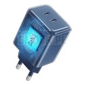 Ładowarka sieciowa do telefonu Forcell F-Energy GaN III Crystal Color 2x USB C AVS SSFC3.0 60W + kabel USB C do USB C VT-60 gran
