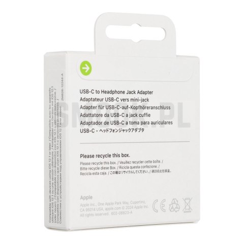 Oryginalny Adapter USB C do 3,5mm Apple MW2Q3ZM/A A2155 blister biały