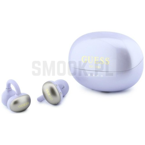 Sluchawki bezprzewodowe douszne OWS Guess Metalic Finish Electropated Parts Classic Logo fioletowe