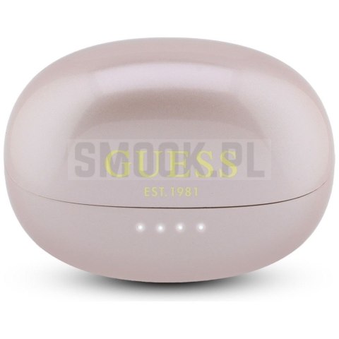 Sluchawki bezprzewodowe douszne OWS Guess Metalic Finish Electropated Parts Classic Logo różowe
