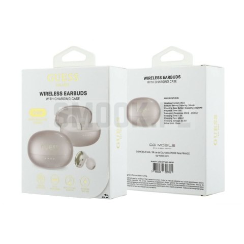 Sluchawki bezprzewodowe douszne OWS Guess Metalic Finish Electropated Parts Classic Logo różowe