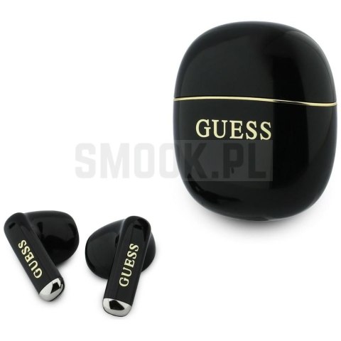 Słuchawki bezprzewodowe douszne TWS Guess Glossy Gold Line Classic czarne