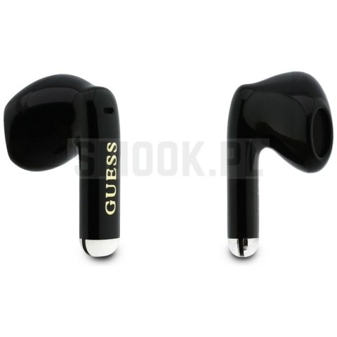 Słuchawki bezprzewodowe douszne TWS Guess Glossy Gold Line Classic czarne