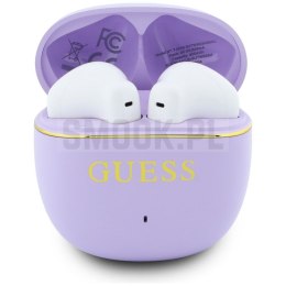 Słuchawki bezprzewodowe douszne TWS Guess Glossy Gold Line Classic fioletowe