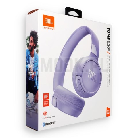 Słuchawki bezprzewodowe nauszne JBL Tune 520BT fioletowe
