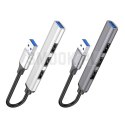 Adapter HUB 4w1 (USB 3.0+USB 2.0 x 3) USB-A Hoco HB26 szary