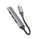 Adapter HUB 4w1 (USB 3.0+USB 2.0 x 3) USB-C Hoco HB26 szary