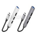 Adapter HUB 4w1 (USB 3.0+USB 2.0 x 3) USB-C Hoco HB26 szary