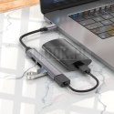 Adapter HUB 4w1 (USB 3.0+USB 2.0 x 3) USB-C Hoco HB26 szary