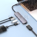 Adapter HUB 5w1 (HDTV+USB 3.0+USB 2.0 x 2+PD) USB-C Hoco HB27 szary
