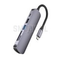 Adapter HUB 6w1 (HDTV+USB 3.0+USB 2.0+SD+TF+PD) USB-C Hoco HB28 czarny