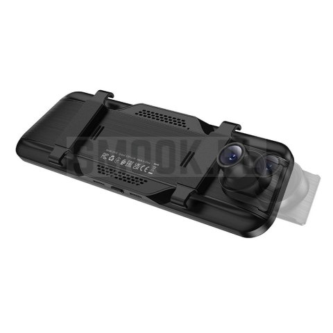 Kamera samochodowa na lusterko z wyświetlaczem 9,66" 1080p/30fps + kamera tylna 720p/30fps Hoco DV16 czarna