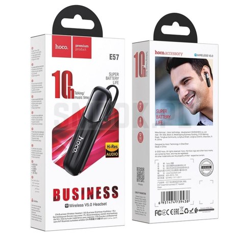HOCO słuchawka bezprzewodowa bluetooth E57 czarna HOCO słuchawka bezprzewodowa bluetooth E57 czarna