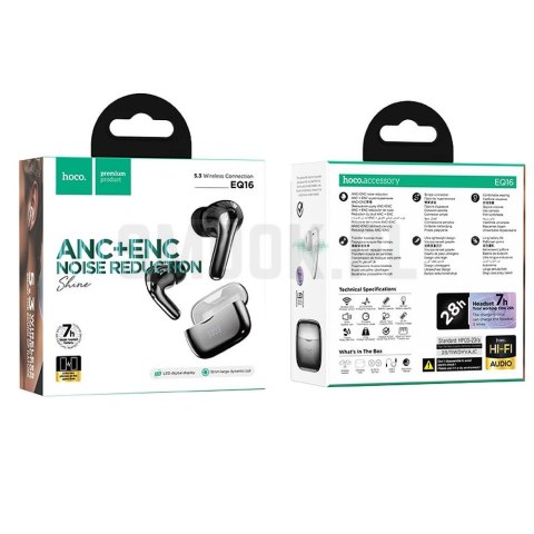 HOCO słuchawki bezprzewodowe bluetooth TWS ANC ENC EQ16 czarne HOCO słuchawki bezprzewodowe bluetooth TWS ANC ENC EQ16 czarne