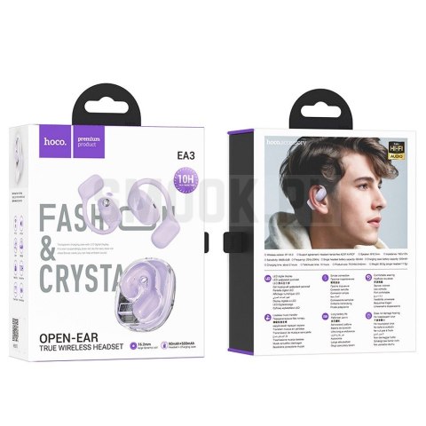 HOCO słuchawki bezprzewodowe bluetooth TWS EA3 fioletowe