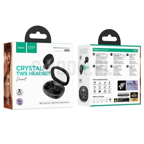 HOCO słuchawki bezprzewodowe bluetooth TWS EQ3 czarne HOCO słuchawki bezprzewodowe bluetooth TWS EQ3 czarne
