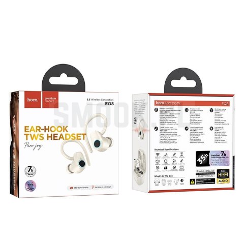 HOCO słuchawki bezprzewodowe bluetooth TWS EQ8 białe HOCO słuchawki bezprzewodowe bluetooth TWS EQ8 białe