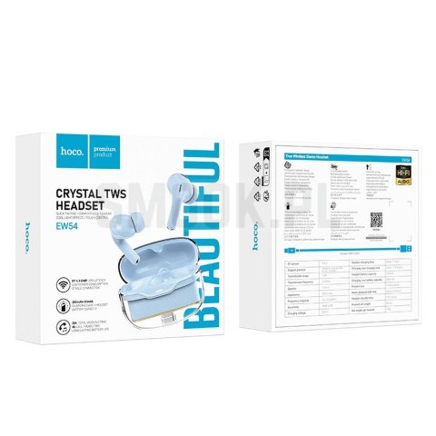 HOCO słuchawki bezprzewodowe bluetooth TWS EW54 niebieskie
