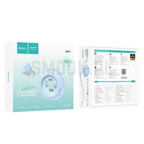 HOCO słuchawki bezprzewodowe bluetooth TWS EW71 niebieskie