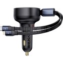BASEUS ładowarka samochodowa Typ C + zwijany kabel 2w1 Typ C / Lightning PD3.0 QC4.0 3A 60W CCTXP-CCL / C00057802111-00 czarna