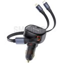 BASEUS ładowarka samochodowa Typ C + zwijany kabel 2w1 Typ C / Lightning PD3.0 QC4.0 3A 60W CCTXP-CCL / C00057802111-00 czarna