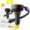 BASEUS ładowarka samochodowa Typ C + zwijany kabel 2w1 Typ C / Lightning PD3.0 QC4.0 3A 60W CCTXP-CCL / C00057802111-00 czarna
