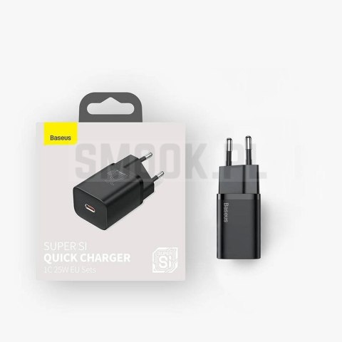 BASEUS ładowarka sieciowa Typ C PD QC3.0 3A 25W CCSP020101/CCCJG25CE czarna BASEUS ładowarka sieciowa Typ C PD QC3.0 3A 25W CCSP020101/CCCJG25CE czarna