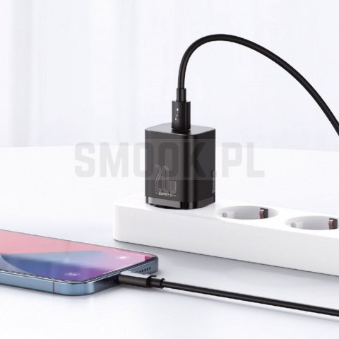 BASEUS ładowarka sieciowa Typ C + kabel Typ C do Lightning PD QC3.0 3A 20W TZCCSUP-B01/CCCJGCE-D czarna BASEUS ładowarka sieciowa Typ C + kabel Typ C do Lightning PD QC3.0 3A 20W TZCCSUP-B01/CCCJGCE-D czarna