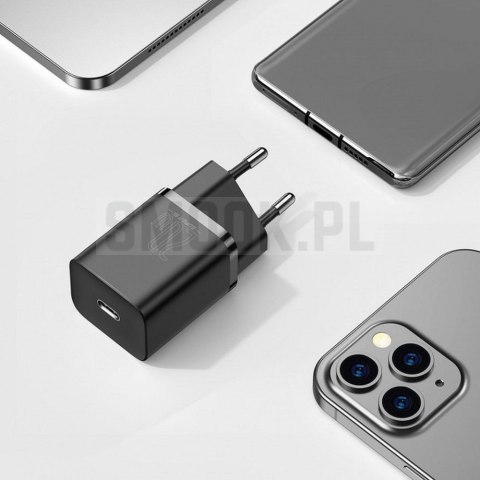 BASEUS ładowarka sieciowa Typ C + kabel Typ C do Lightning PD QC3.0 3A 20W TZCCSUP-B01/CCCJGCE-D czarna BASEUS ładowarka sieciowa Typ C + kabel Typ C do Lightning PD QC3.0 3A 20W TZCCSUP-B01/CCCJGCE-D czarna