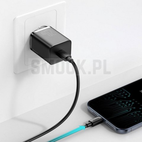 BASEUS ładowarka sieciowa Typ C + kabel Typ C do Lightning PD QC3.0 3A 20W TZCCSUP-B01/CCCJGCE-D czarna BASEUS ładowarka sieciowa Typ C + kabel Typ C do Lightning PD QC3.0 3A 20W TZCCSUP-B01/CCCJGCE-D czarna