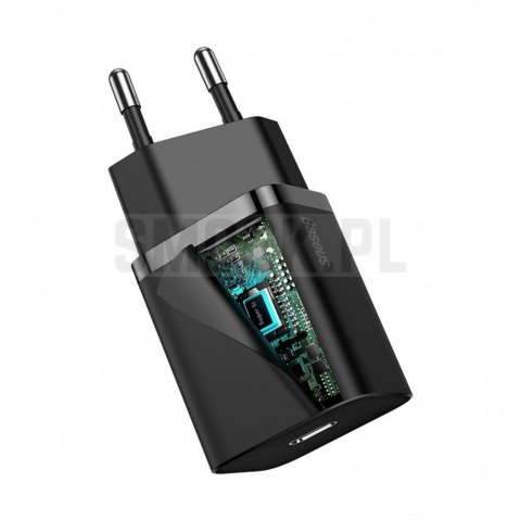 BASEUS ładowarka sieciowa Typ C + kabel Typ C do Lightning PD QC3.0 3A 20W TZCCSUP-B01/CCCJGCE-D czarna BASEUS ładowarka sieciowa Typ C + kabel Typ C do Lightning PD QC3.0 3A 20W TZCCSUP-B01/CCCJGCE-D czarna