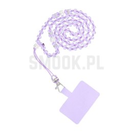 Zawieszka CRYSTAL DIAMOND do telefonu / długość sznura 74cm (37cm w pętli) / na szyję - fioletowy