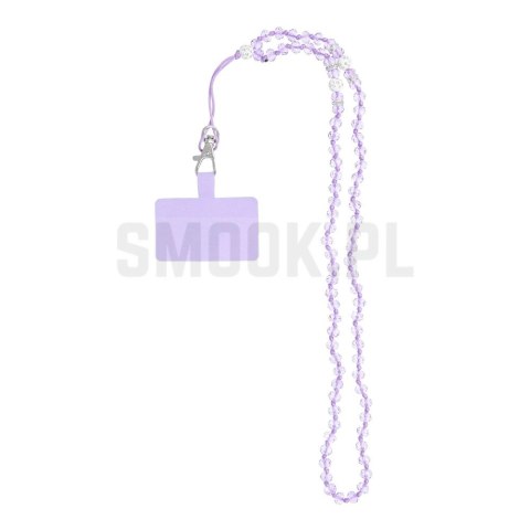 Zawieszka CRYSTAL DIAMOND do telefonu / długość sznura 74cm (37cm w pętli) / na szyję - fioletowy Zawieszka CRYSTAL DIAMOND do telefonu / długość sznura 74cm (37cm w pętli) / na szyję - fioletowy
