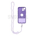 Zawieszka CRYSTAL DIAMOND do telefonu / długość sznura 74cm (37cm w pętli) / na szyję - fioletowy