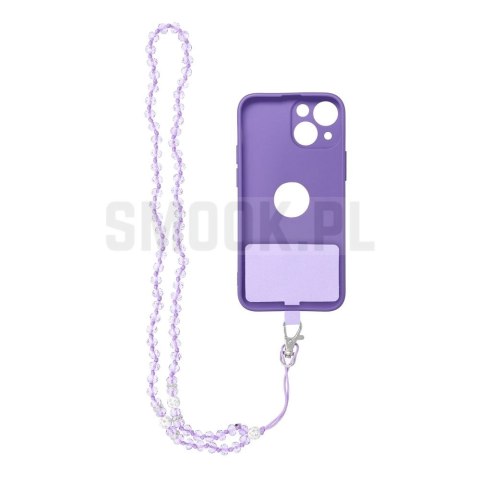 Zawieszka CRYSTAL DIAMOND do telefonu / długość sznura 74cm (37cm w pętli) / na szyję - fioletowy Zawieszka CRYSTAL DIAMOND do telefonu / długość sznura 74cm (37cm w pętli) / na szyję - fioletowy