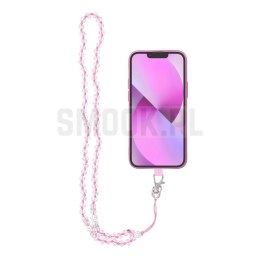Zawieszka CRYSTAL DIAMOND do telefonu / długość sznura 74cm (37cm w pętli) / na szyję - jasnoróżowy