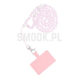 Zawieszka CRYSTAL DIAMOND do telefonu / długość sznura 74cm (37cm w pętli) / na szyję - jasnoróżowy