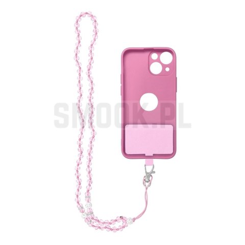 Zawieszka CRYSTAL DIAMOND do telefonu / długość sznura 74cm (37cm w pętli) / na szyję - jasnoróżowy Zawieszka CRYSTAL DIAMOND do telefonu / długość sznura 74cm (37cm w pętli) / na szyję - jasnoróżowy