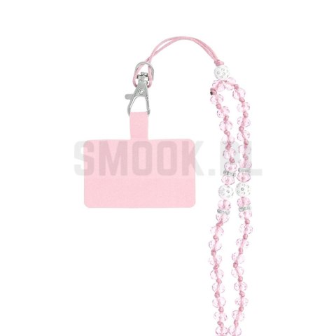 Zawieszka CRYSTAL DIAMOND do telefonu / długość sznura 74cm (37cm w pętli) / na szyję - jasnoróżowy Zawieszka CRYSTAL DIAMOND do telefonu / długość sznura 74cm (37cm w pętli) / na szyję - jasnoróżowy