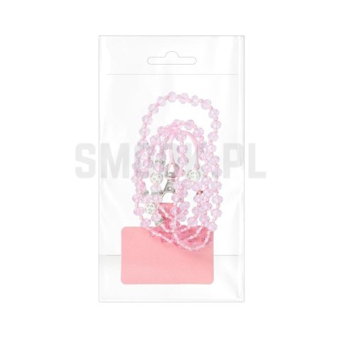 Zawieszka CRYSTAL DIAMOND do telefonu / długość sznura 74cm (37cm w pętli) / na szyję - jasnoróżowy Zawieszka CRYSTAL DIAMOND do telefonu / długość sznura 74cm (37cm w pętli) / na szyję - jasnoróżowy