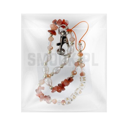 Zawieszka HAPPY do telefonu / długość sznura 44cm (22cm w pętli) / na rękę - pomarańczowy Zawieszka HAPPY do telefonu / długość sznura 44cm (22cm w pętli) / na rękę - pomarańczowy